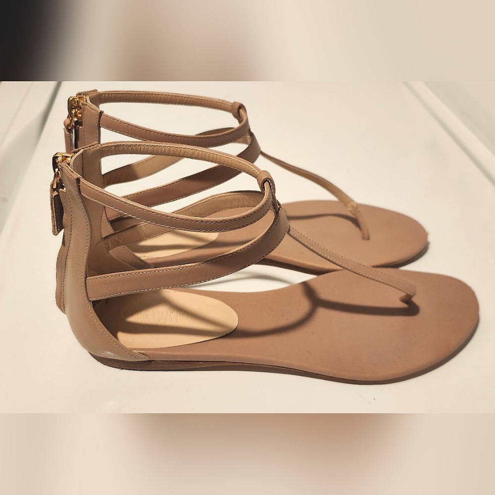Giambattista Valli $767 Leather Sandals Made In Italy Size 8 Tan